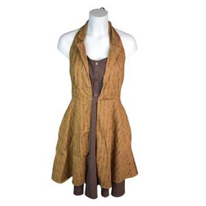 Dr. Who Halter Dress Brown BBC Hot Topic Cosplay Tardis Womens XL